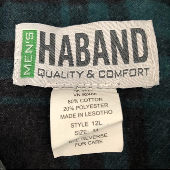 HABAND Quality Comfort Set Of 2 Flannel Button Down Men Size Medium - Picture 9 of 12